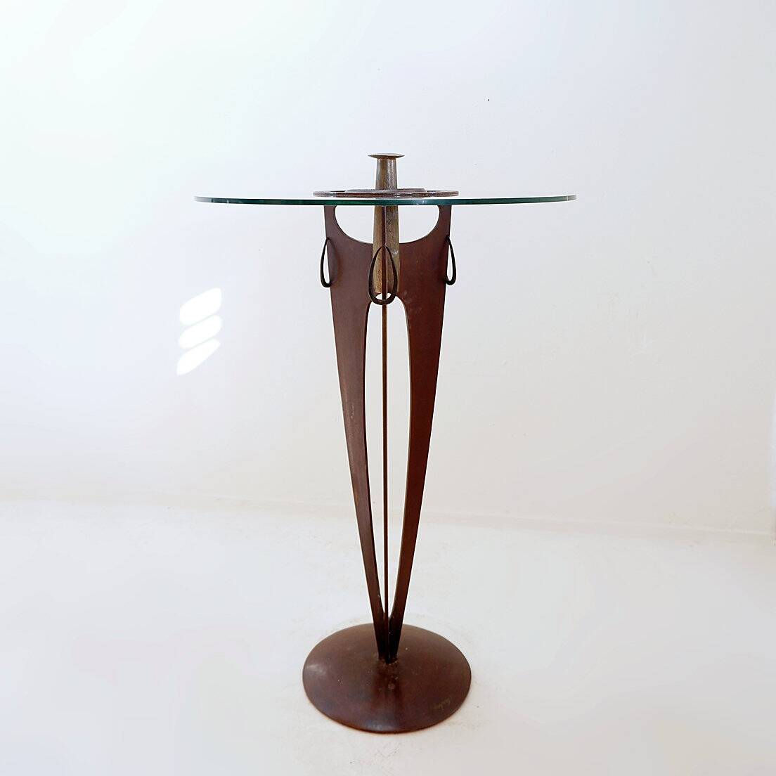 Vincent wegnez sculptural bronze and glass console table - belgium 20th