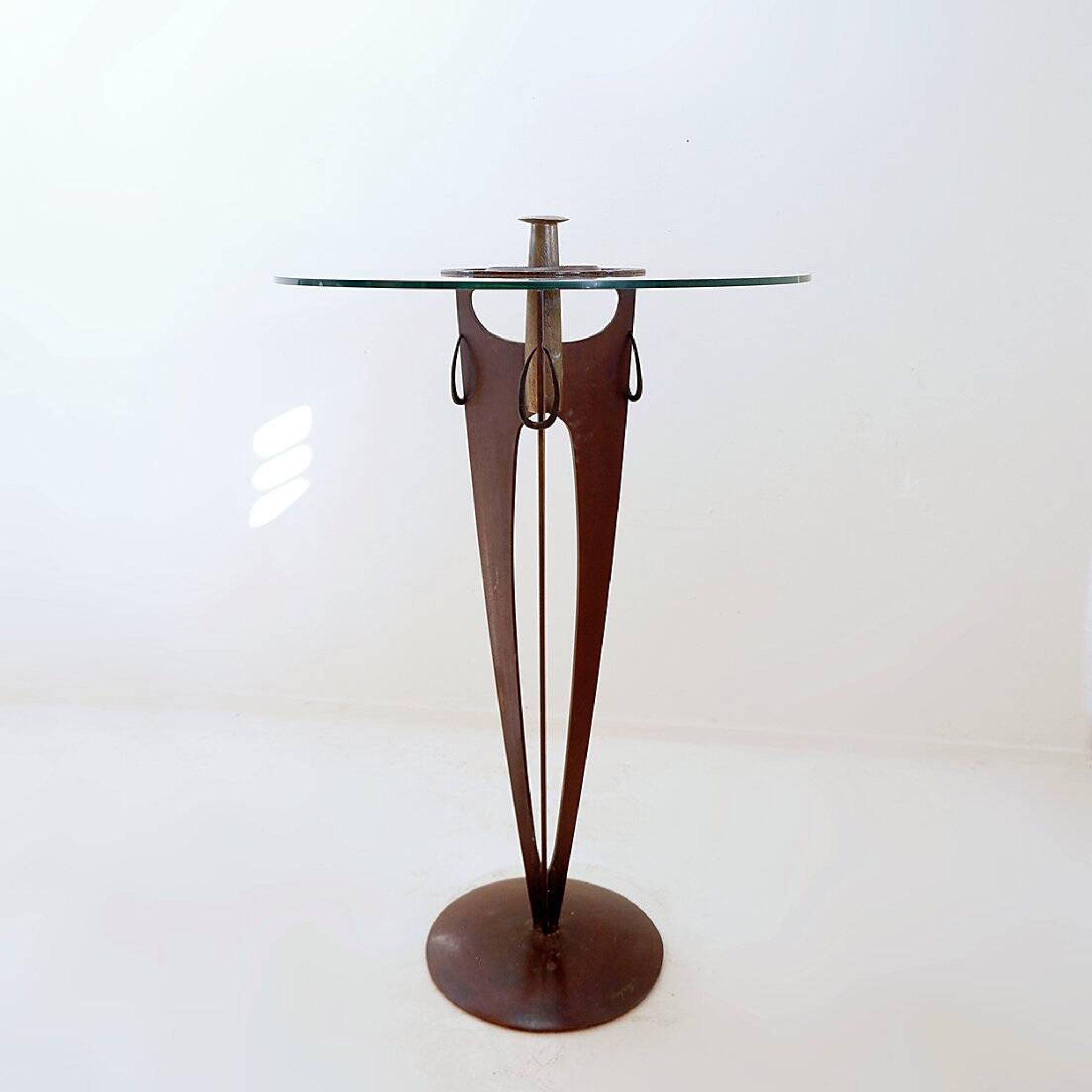 Vincent wegnez sculptural bronze and glass console table - belgium 20th