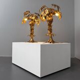 Pair of gold-plated palm tree table lamps by Hans Kögl, Germany, 1970s