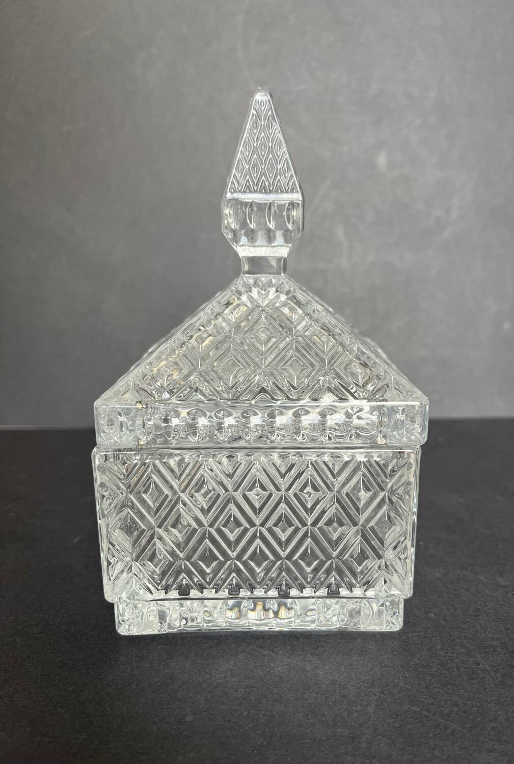 Vintage molded glass candy box