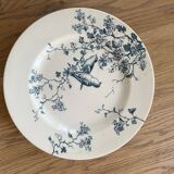 Assiettes signées Luneville modèle Fauvette oiseaux et fleurs bleus