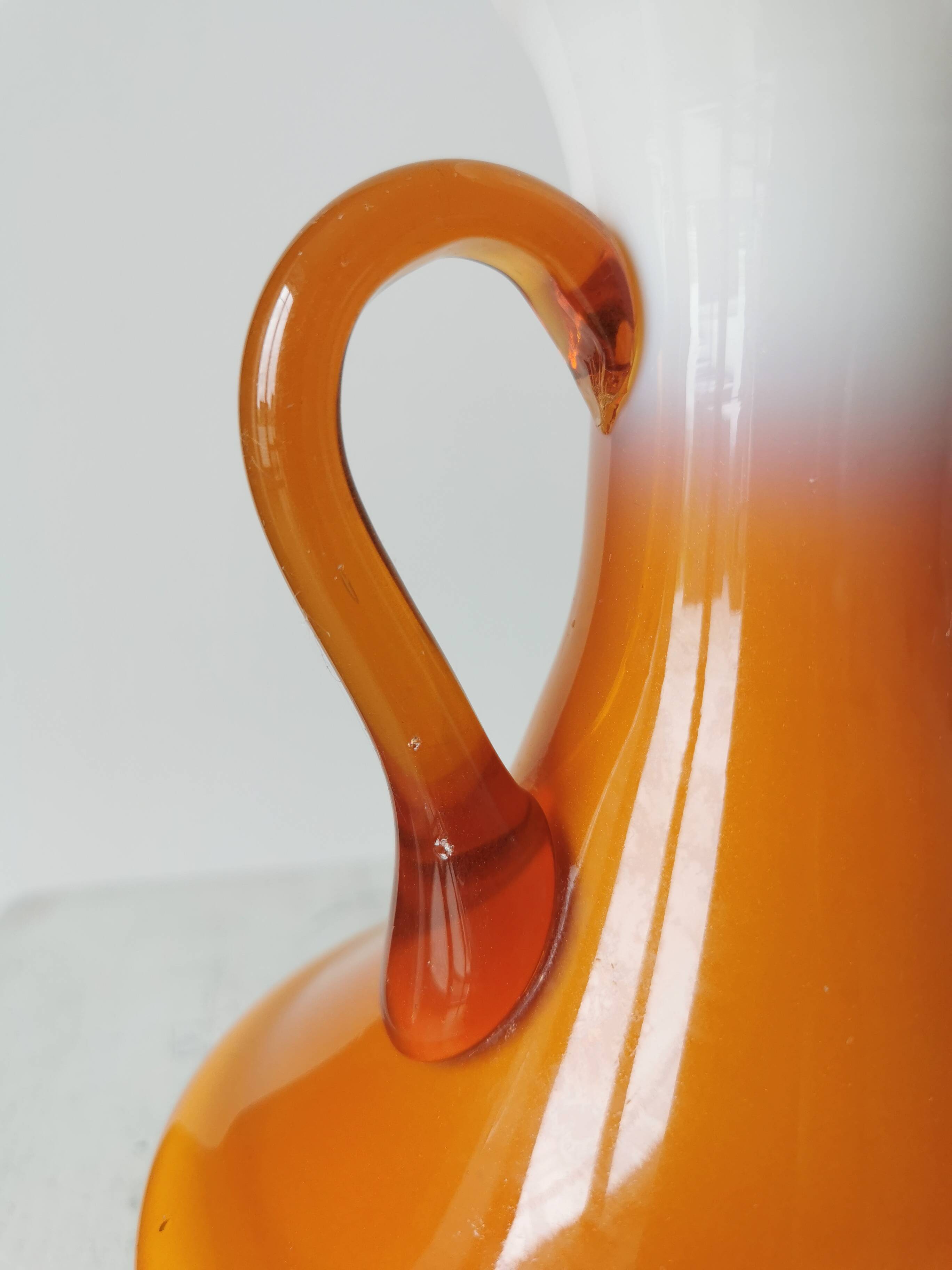 Vintage Murano Cased Glass Vase: Retro Orange Ceramic, 70s Yugoslavia