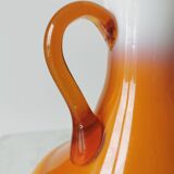 Vintage Murano Cased Glass Vase: Retro Orange Ceramic, 70s Yugoslavia