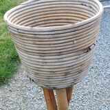 Rattan and bamboo plant holder from the 50s
