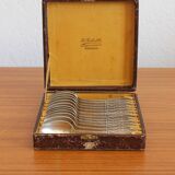 Box of 12 small spoons in vintage silver metal
