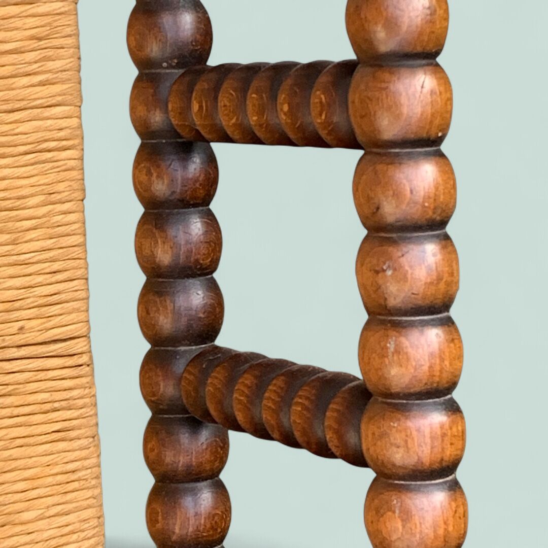 1920s turned wood straw corner chair