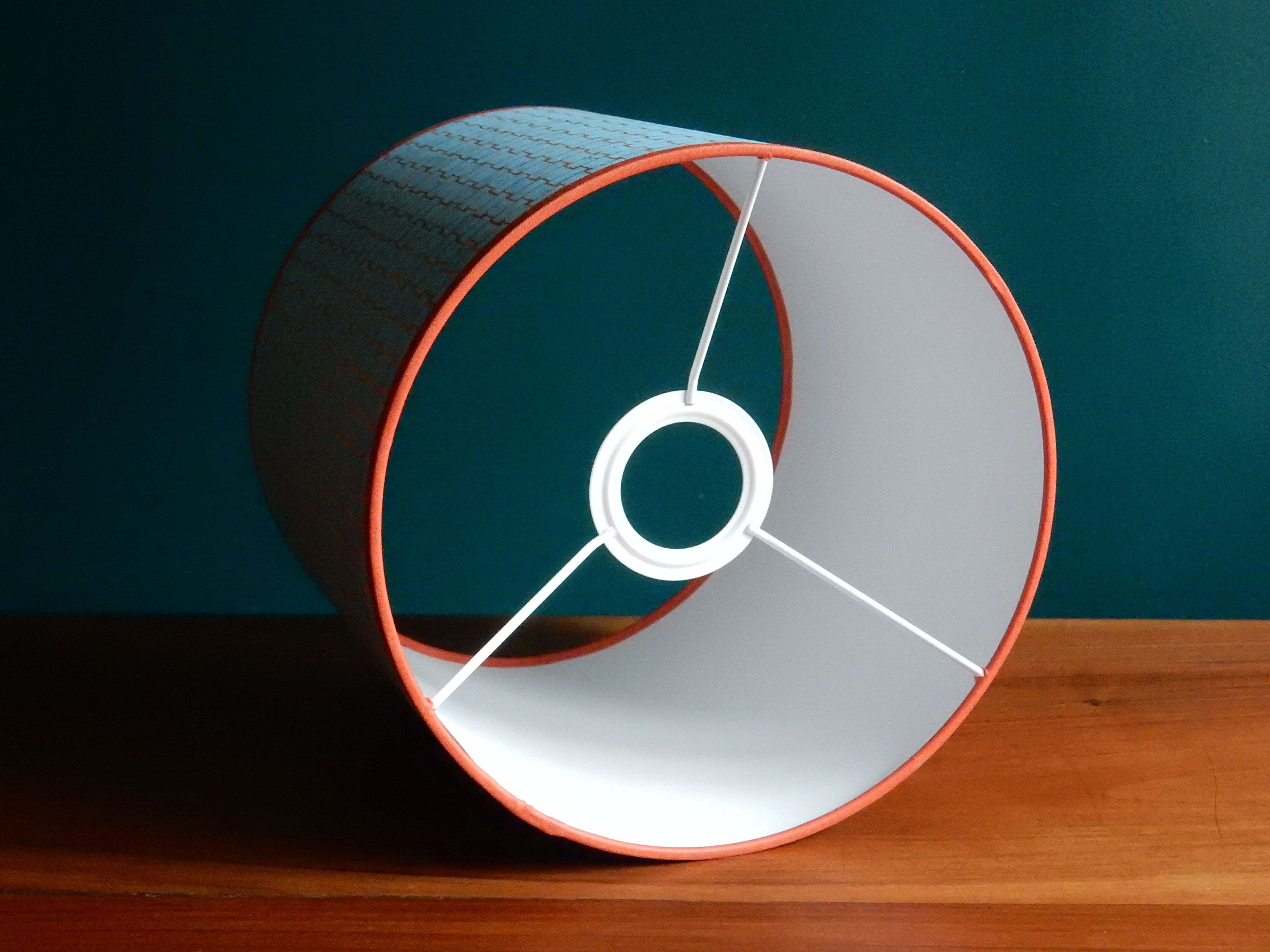 Nepalese blue and orange paper lampshade