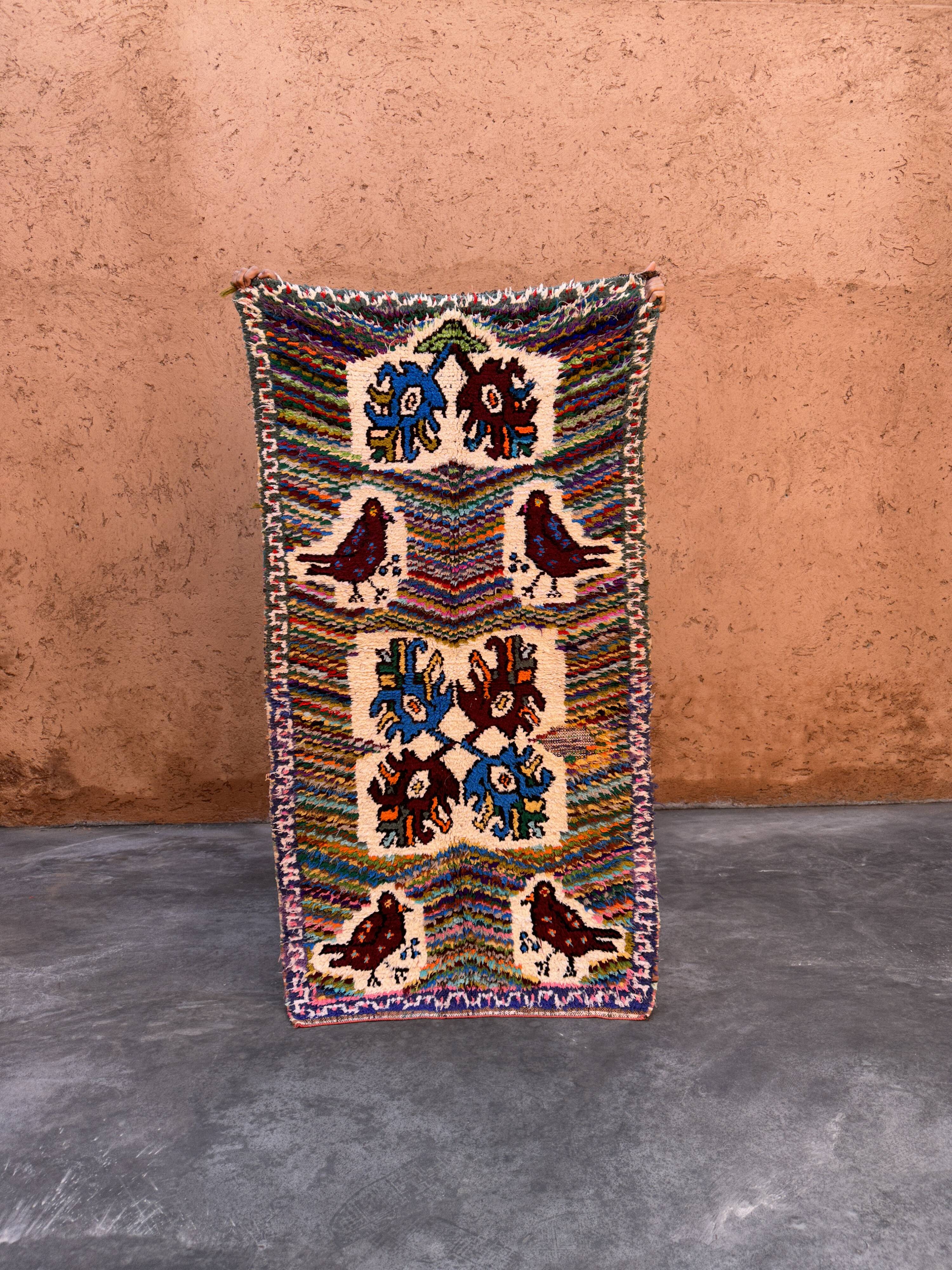 Colorful Boucherouite Azilal Moroccan rug - 97 x 184 cm