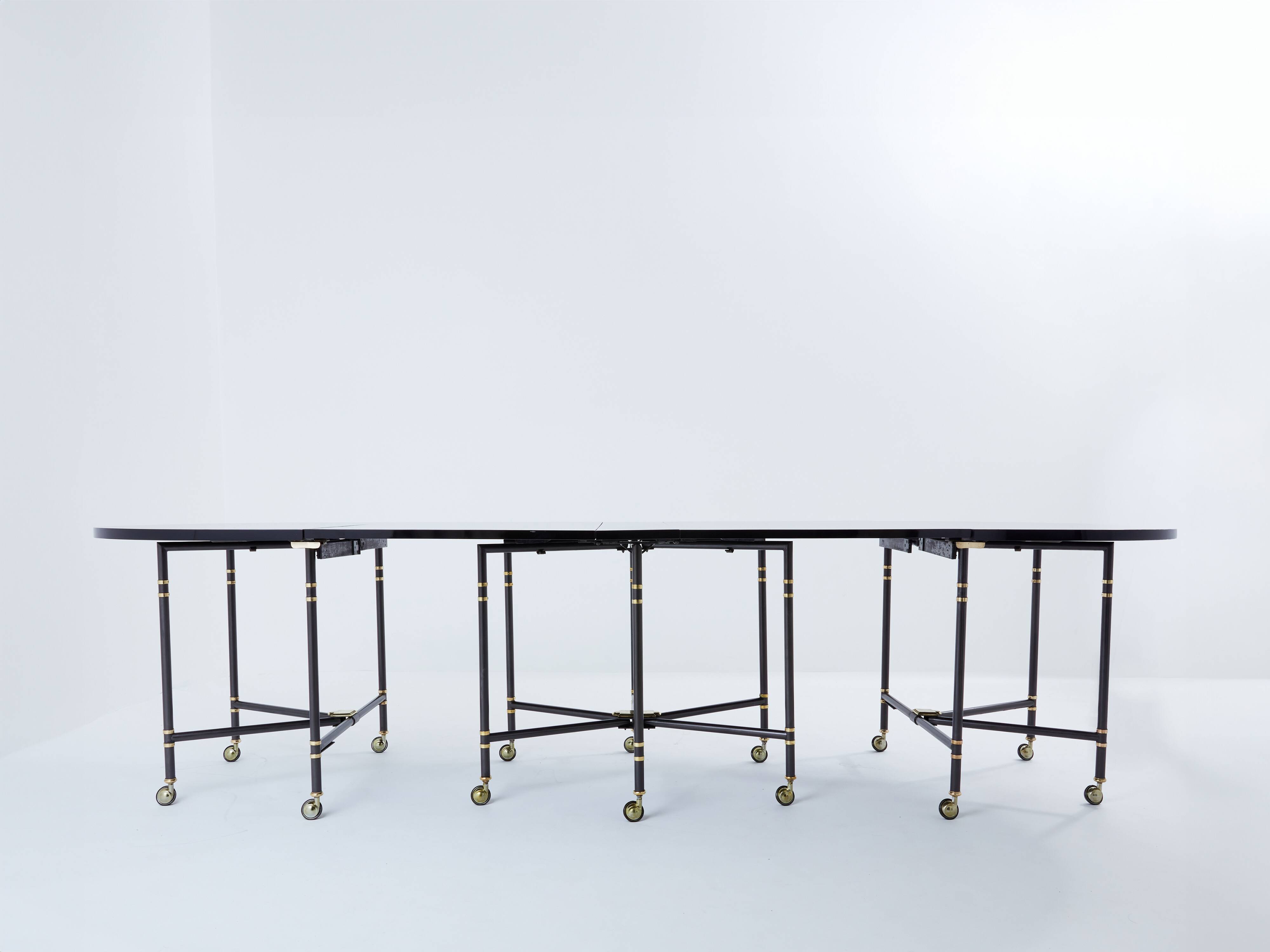 Maison Jansen Royal extendable black lacquer dining table 1960