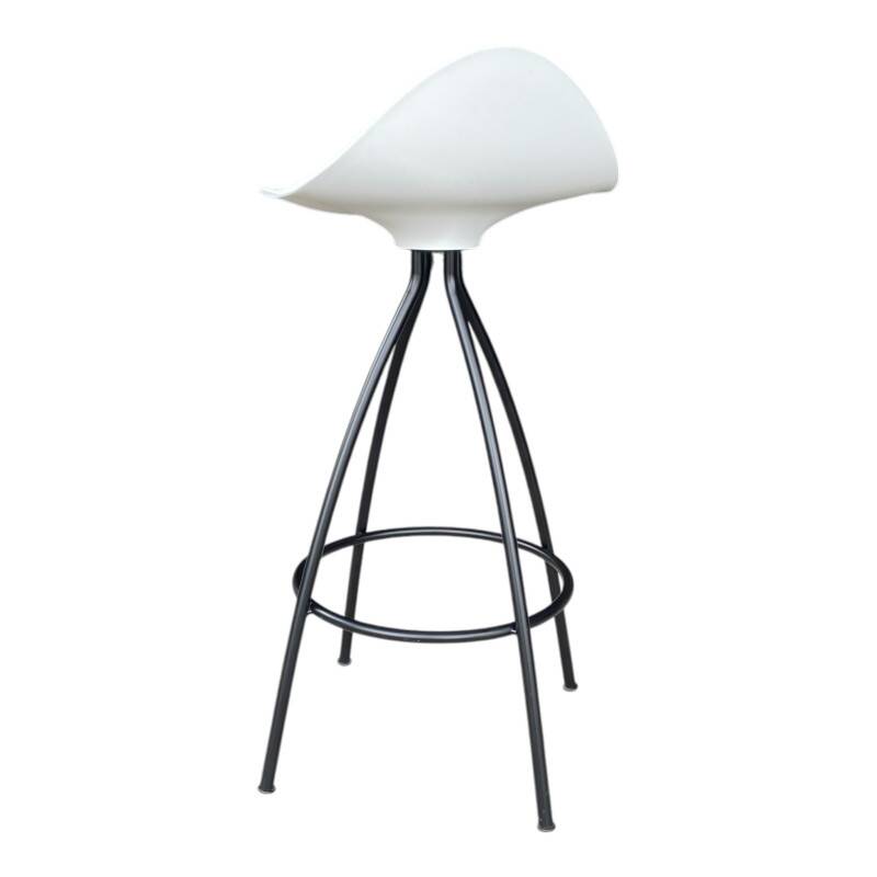 Black and white designer stool with a metal base model Onda STUA