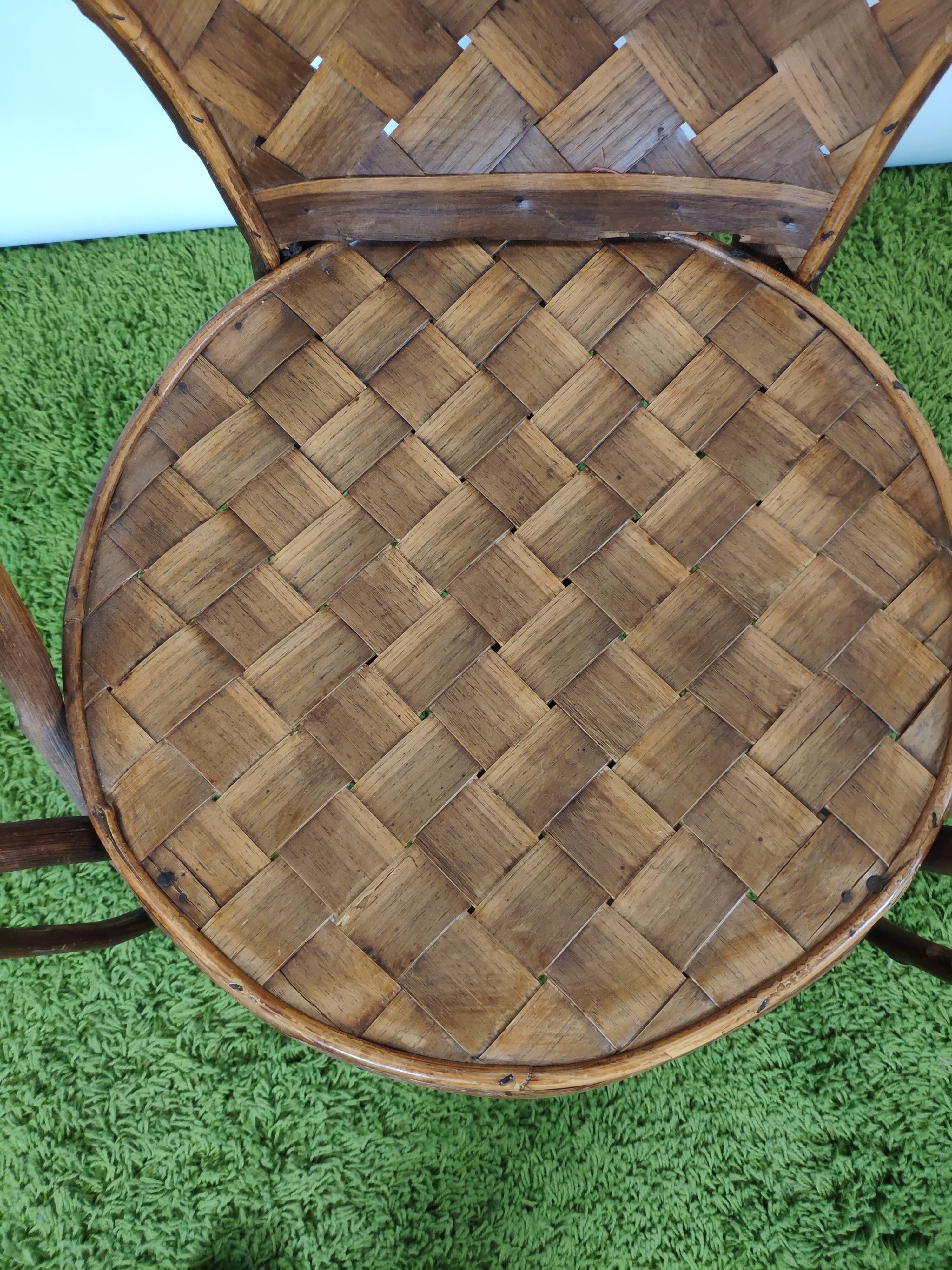 Vintage braided chestnut chair