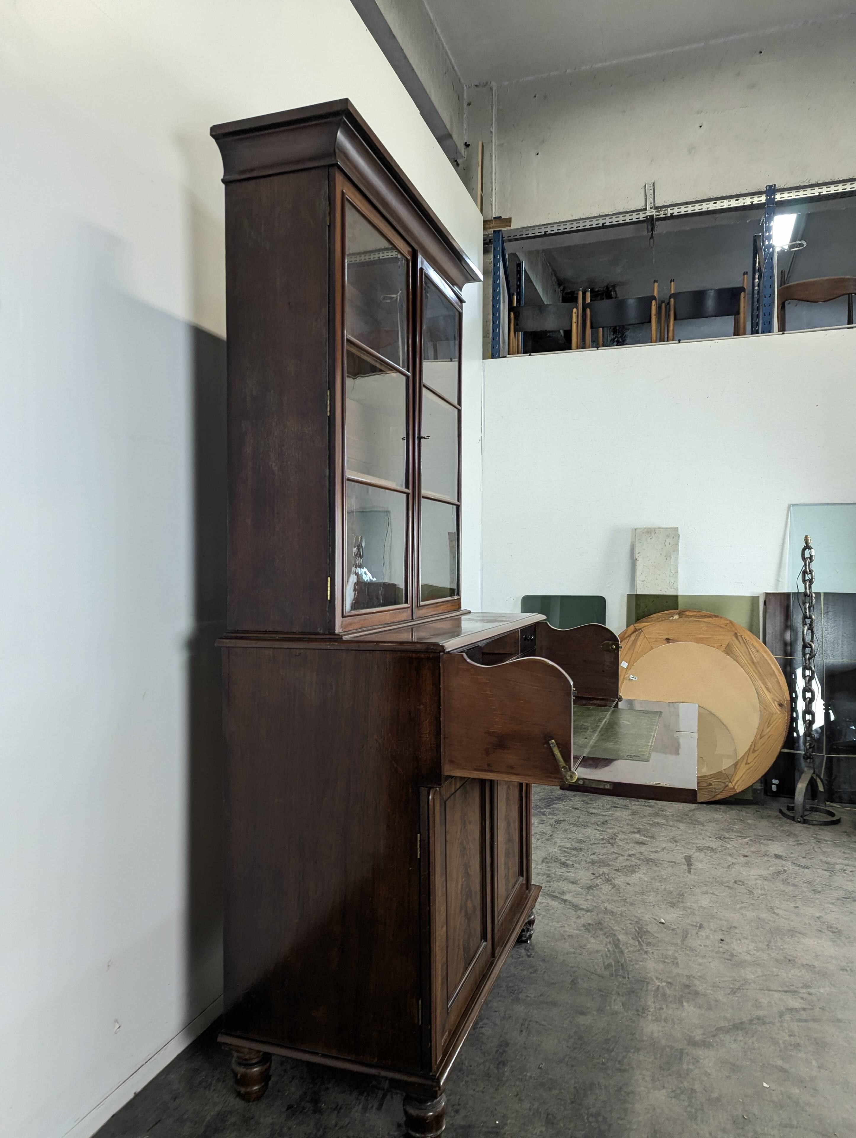 English mahogany secretary bookcase.