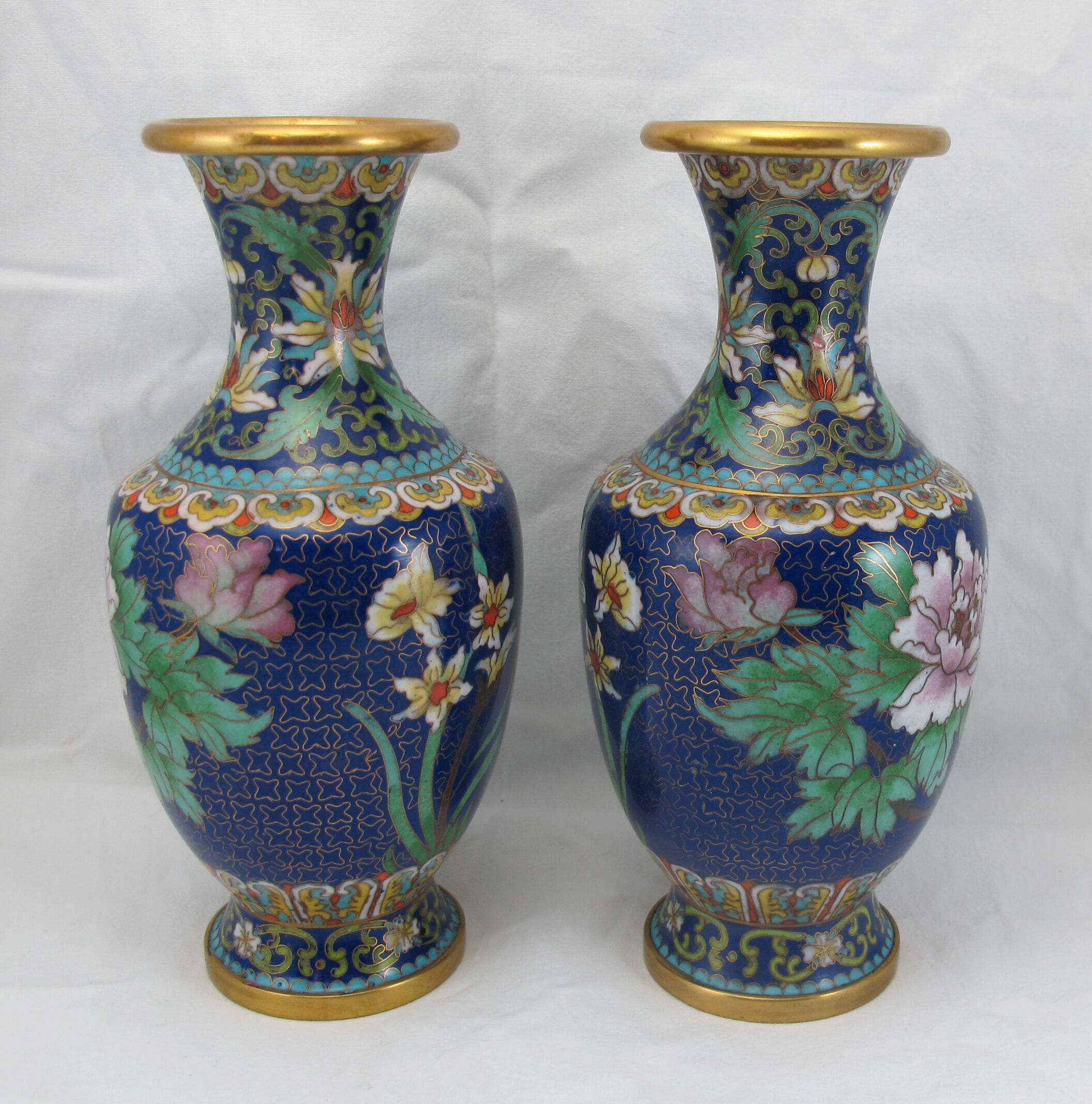 Paire de vases en bronze émail cloisonné chinois chine