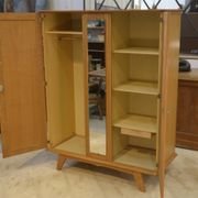 Oak wardrobe with Saint-Gobain mirror from the 1960s.