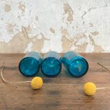 Lot de 3 fioles en verre bleu