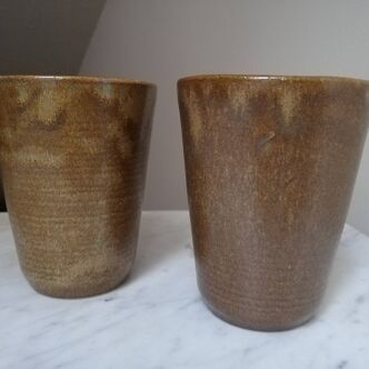 2 Digoin stoneware cups