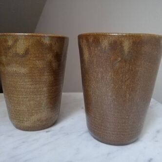 2 Digoin stoneware cups