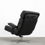 Vintage german office swivel leather easy chair, 1960s
