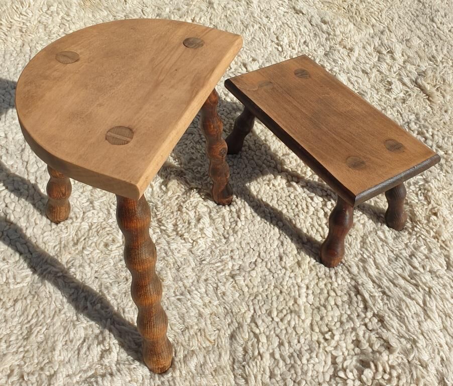 Set 2 decorative milking stools Nature
