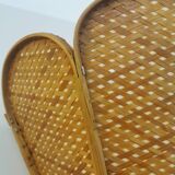 Pair of vintage "tulip" wall lights in rattan and canework