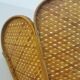 Pair of vintage "tulip" wall lights in rattan and canework
