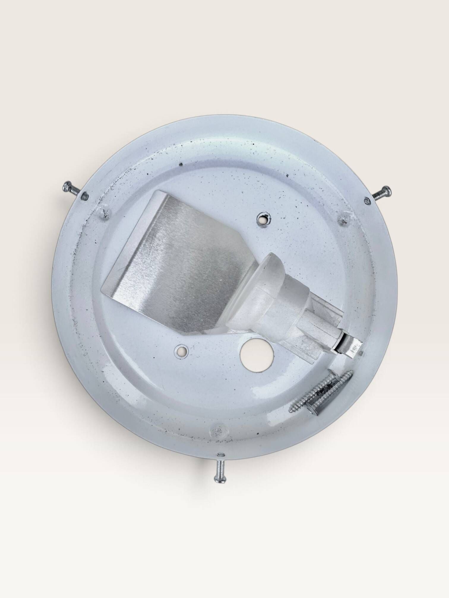Set of three round wall/ceiling lights in moulded glass.