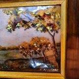 Original enamel painting, framed, signed EJ Guitard