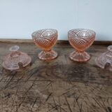 Chiseled Pink Glass Salt and Pepper Shaker Set