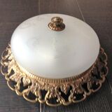Round ceiling lamp in frosted glass art deco style