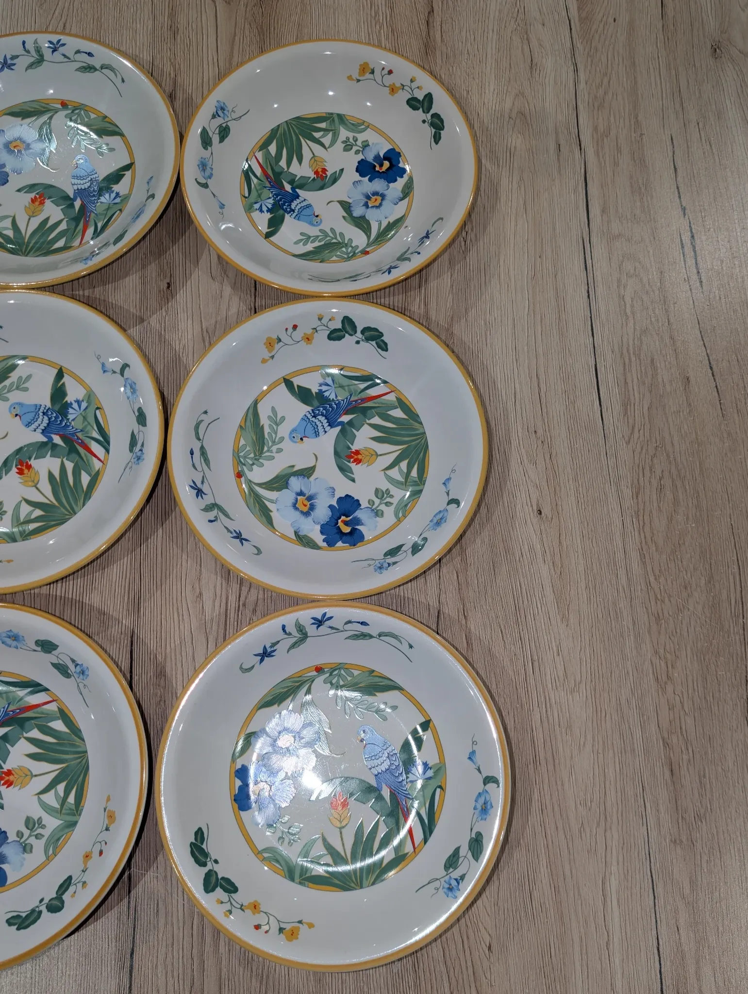Lot 9 Deep Plates Porcelain Japan ARA S 933 Parrot & F Decor