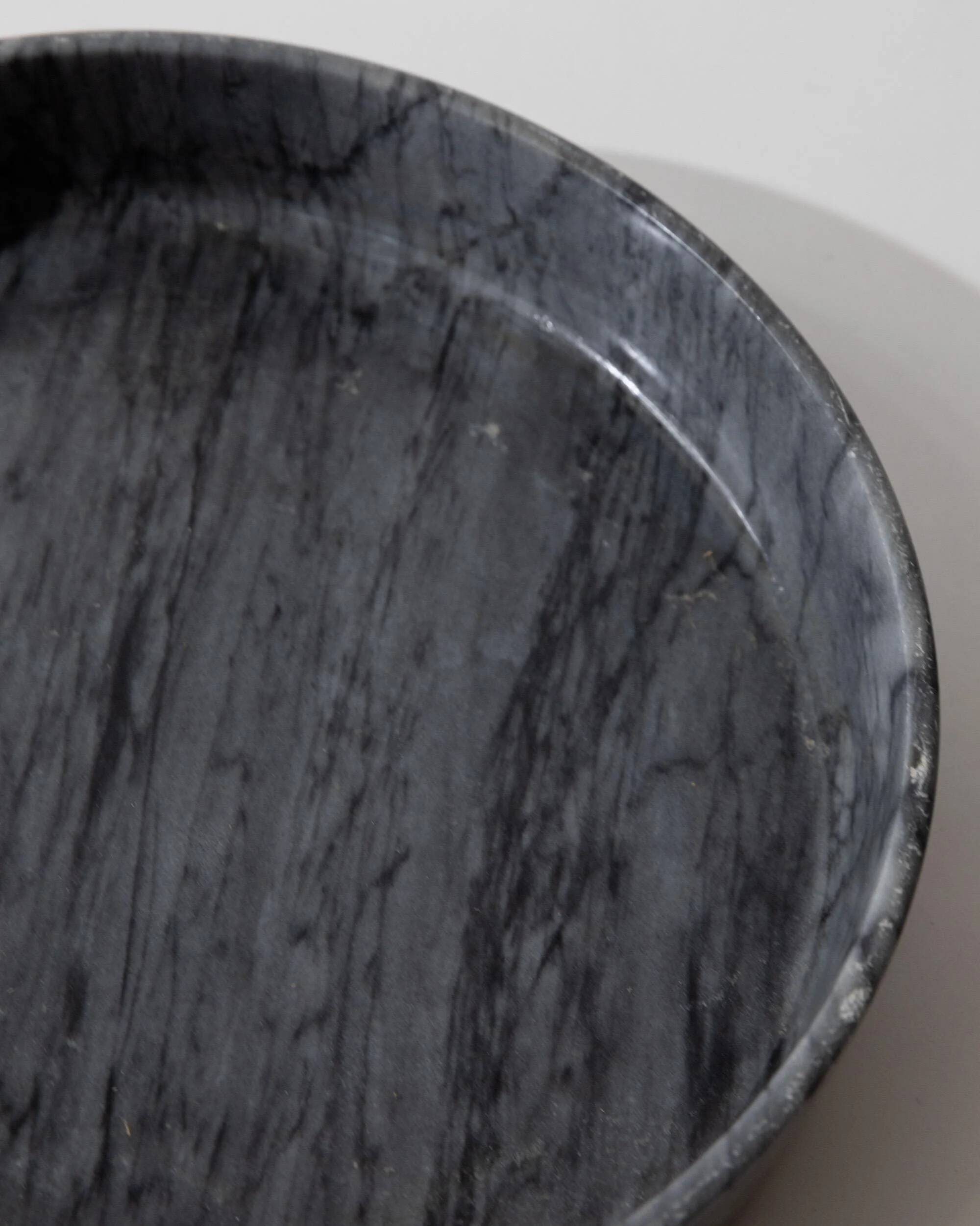 Large vintage marble bowl from the 1970s, dark grey.