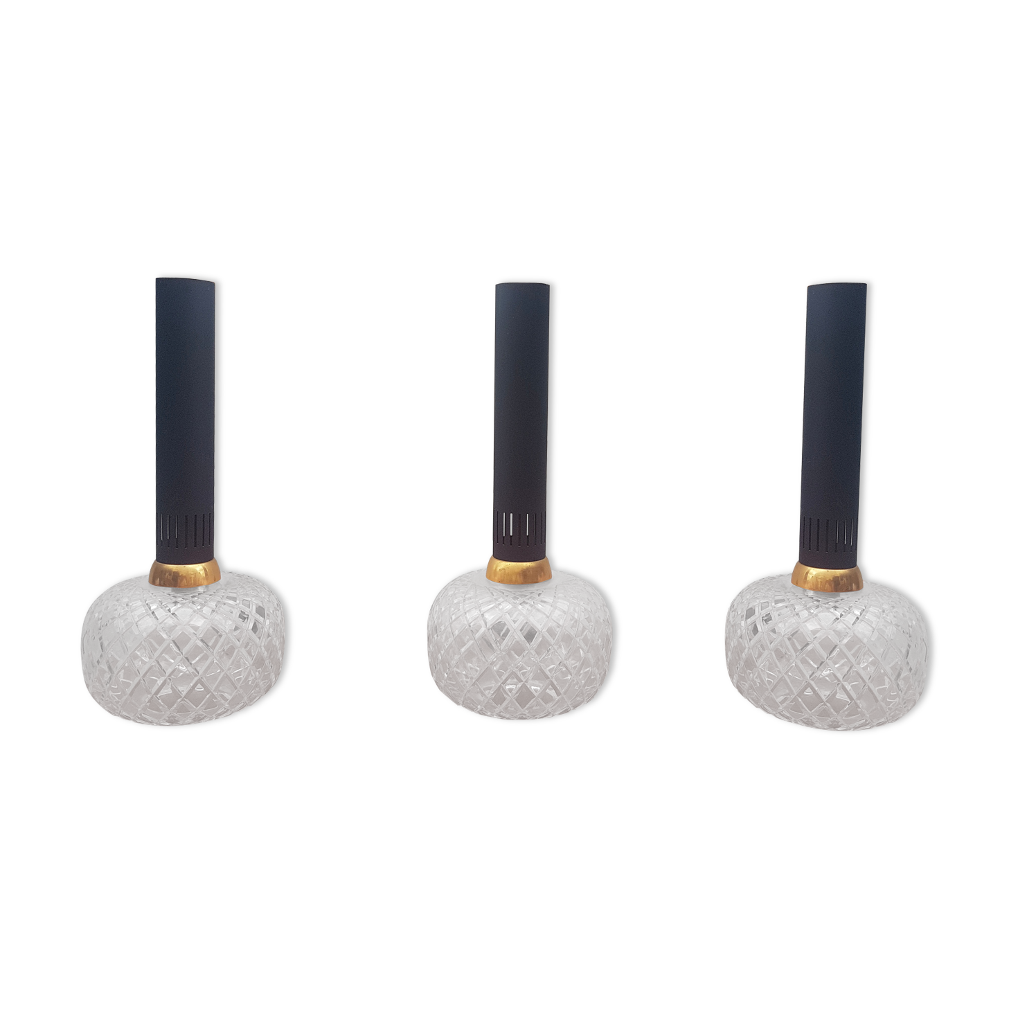 Set of 3 metal and glass suspensions