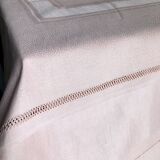 Old damsed tablecloth in linen and silk coral