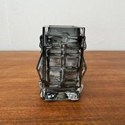 Brutalist bubble glass block vase by Josef Schott for Smålandshyttan, mid-century, 1960s.
