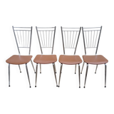 Set 4 chaises vintage scandinave chrome et simili