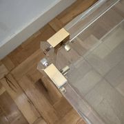 2 bout de canape plexi laiton et verre  circa 1970