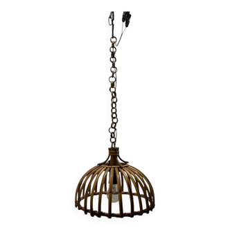 Suspension en rotin fabriquée à la main des années 1960
