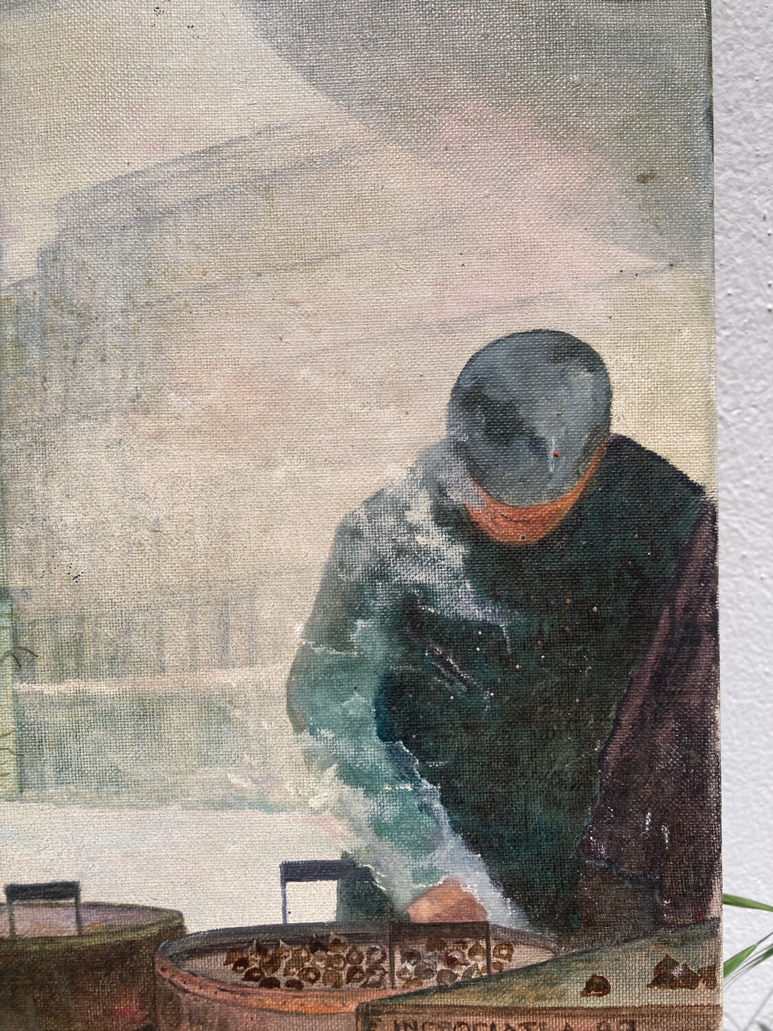 Anxian painting Painting seller of brown on vintage canvas