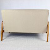 Set of vintage beige boucle sofa and armchair, 1970s