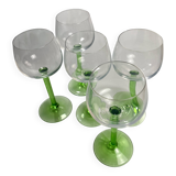 Set of 5 Ballon d'Alsace Stemmed Glasses (wine, green stem)