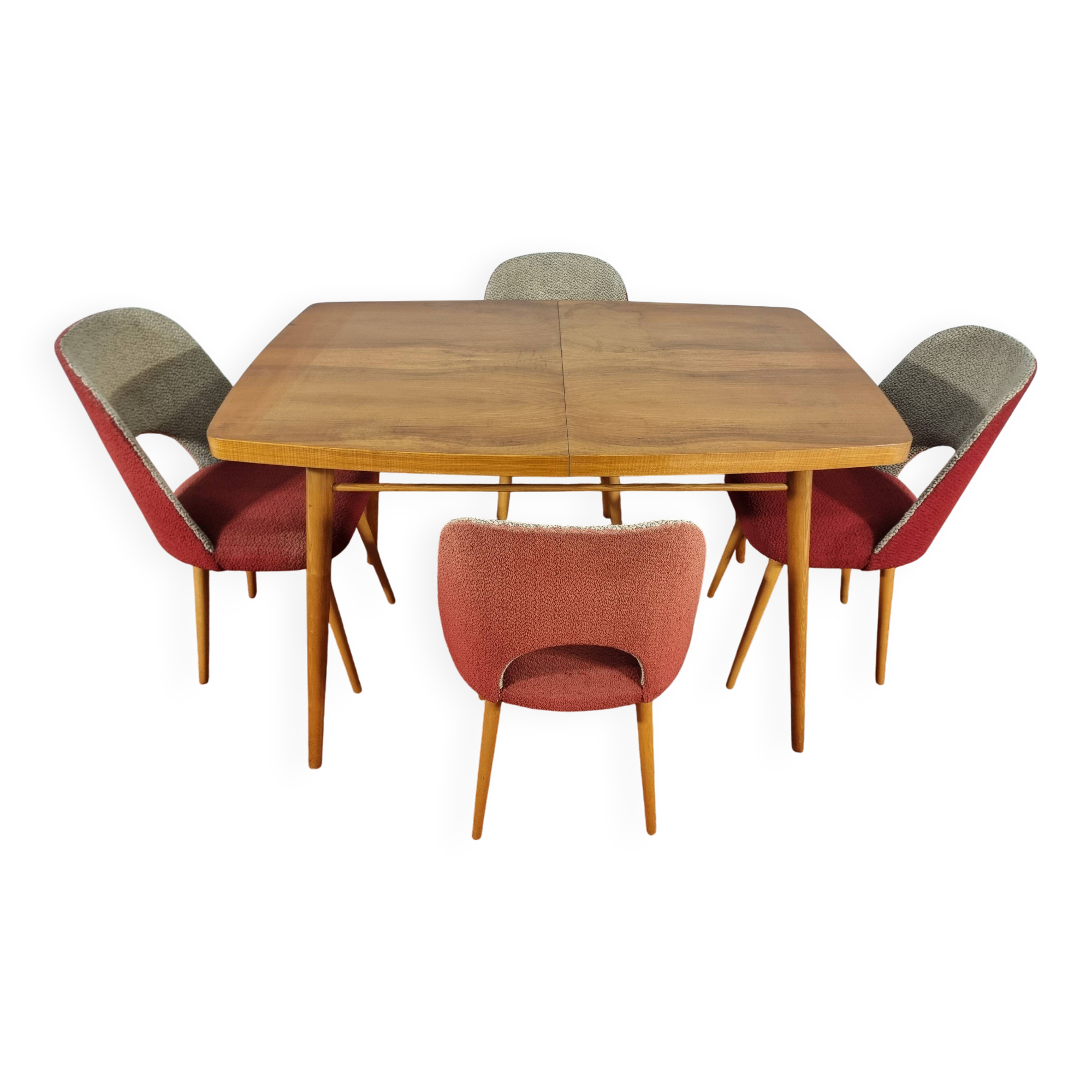 Dining Table and Chairs, 1960s, Set of 5
