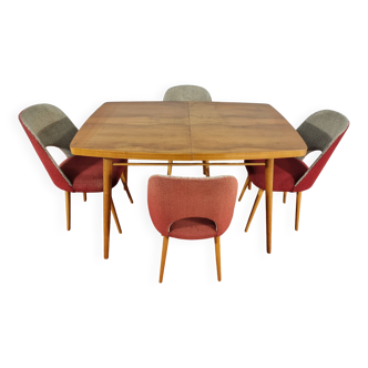 Dining Table and Chairs, 1960s, Set of 5