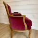 Vintage Louis XV style bergère / cabriolet armchair – Carved wood velvet