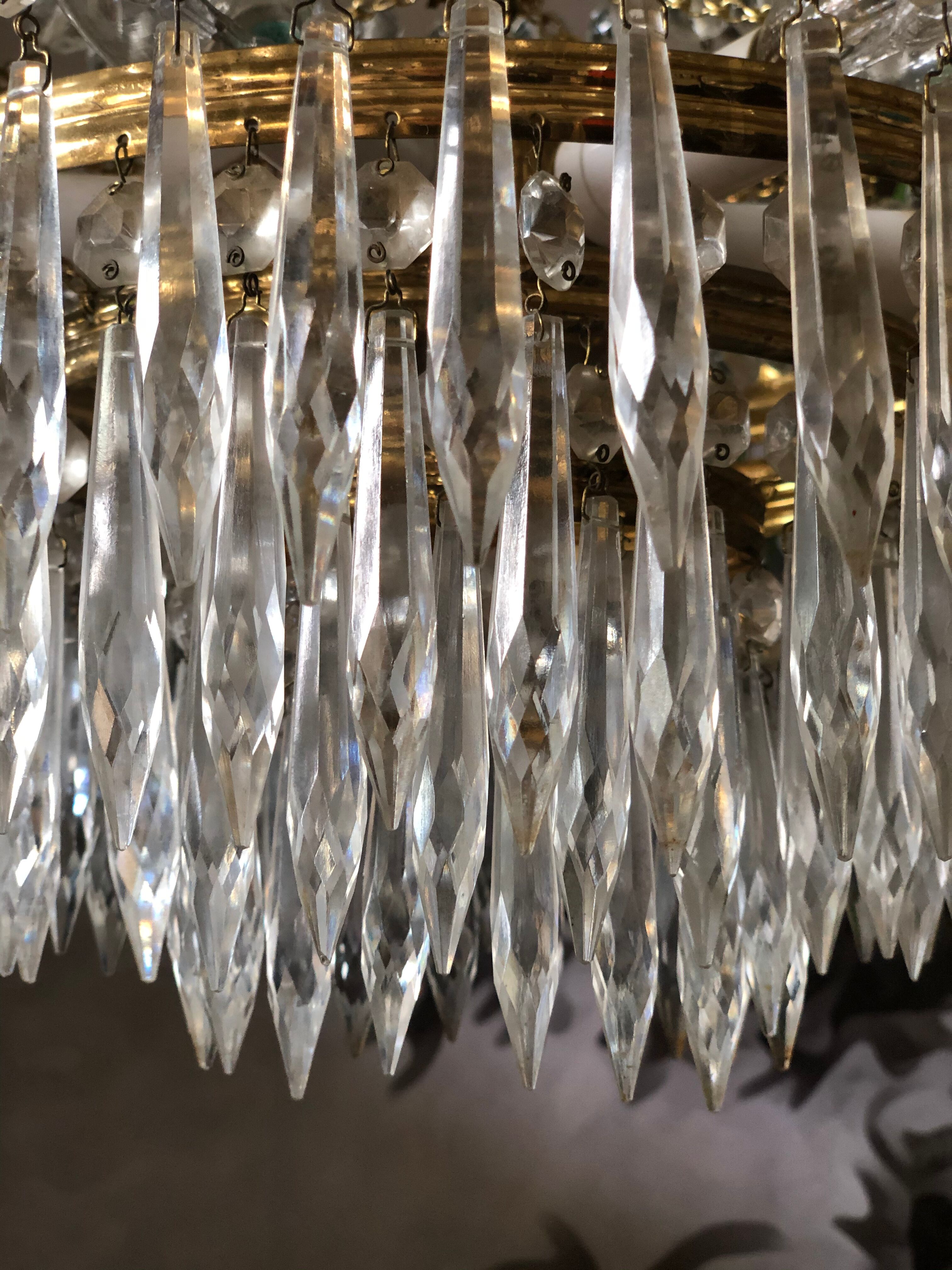 Crystal and brass chandelier