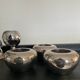 Series of 6 vintage candlesticks in brass and silver metal