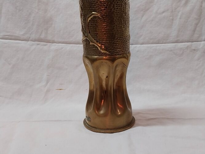 Vase douille d'obus, poilus de 1914/1918, première  guerre mondiale