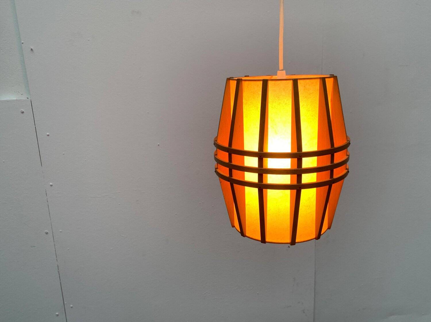Mid-Century Wooden Cocoon Pendant Lamp