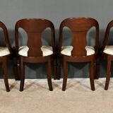 Set of 4 Gondola Chairs in Mahogany, Restoration period – Part 1, 19th century