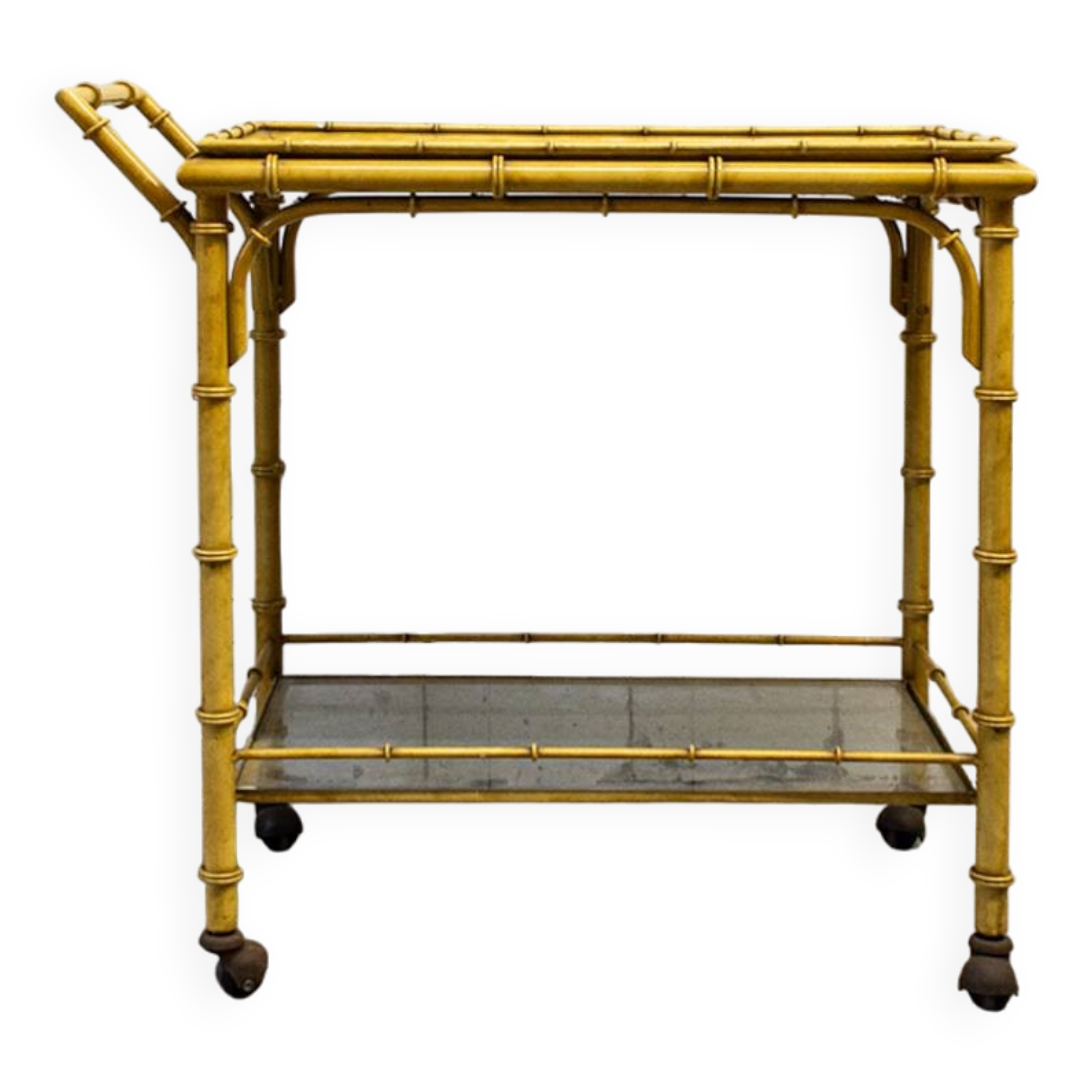 Carrello metallo laccato e vetro con vassoio Italia Anni '50