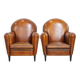 Set of 2 Vintage Sheepskin Leather Design Chairs